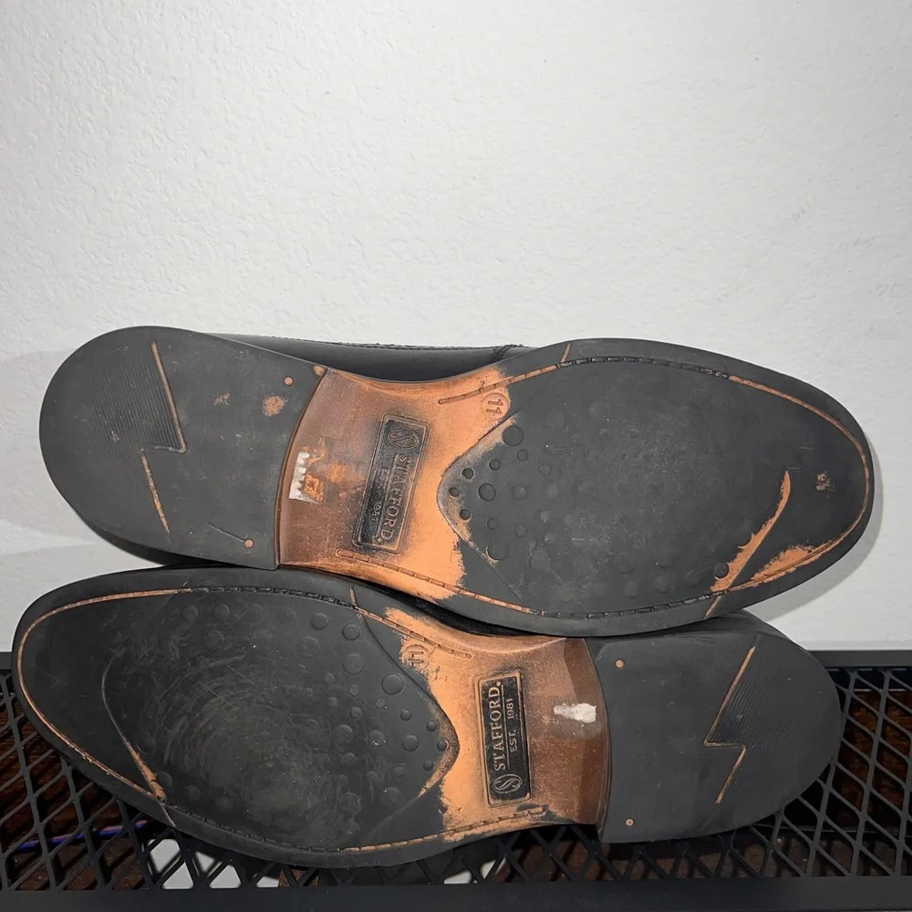 Stafford‎ Executive Wingtip Black Leather Oxford Dress Shoes Men’s Size 11 M